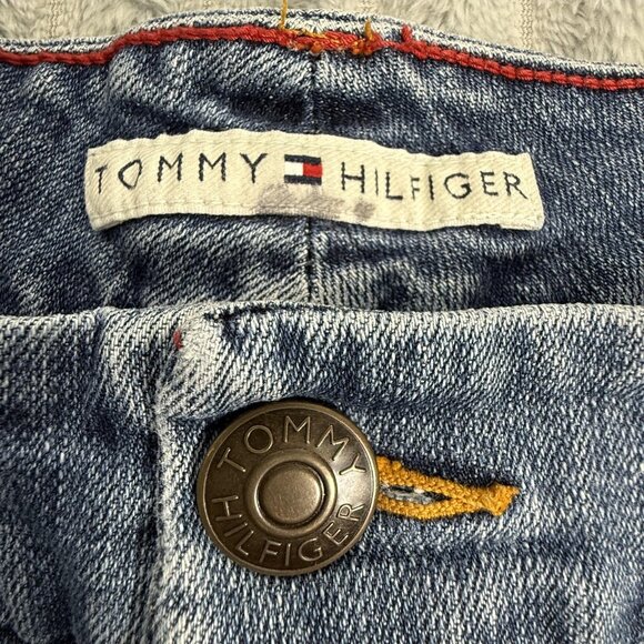 VTG Tommy Hilfiger Jeans Y2K Womens 34x28 Straight Floral Embroidered Blue Denim - Picture 4 of 8